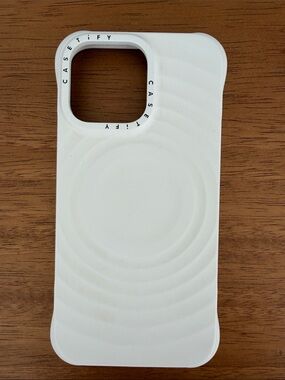 Casetify 15 ProMax White Silicone iPhone Case with Concentric Ring Texture